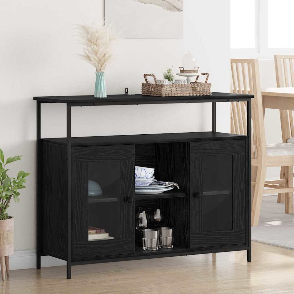 vidaXL Sideboard Svart Ek 100 x 35 x 80 cm Konstruerat trä