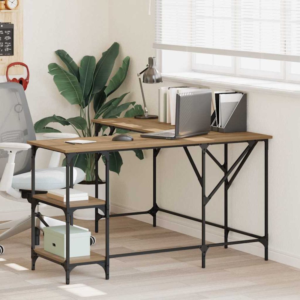 vidaXL Skrivbord Artisan Ek 139 x 139 x 75 cm Konstruerat trä