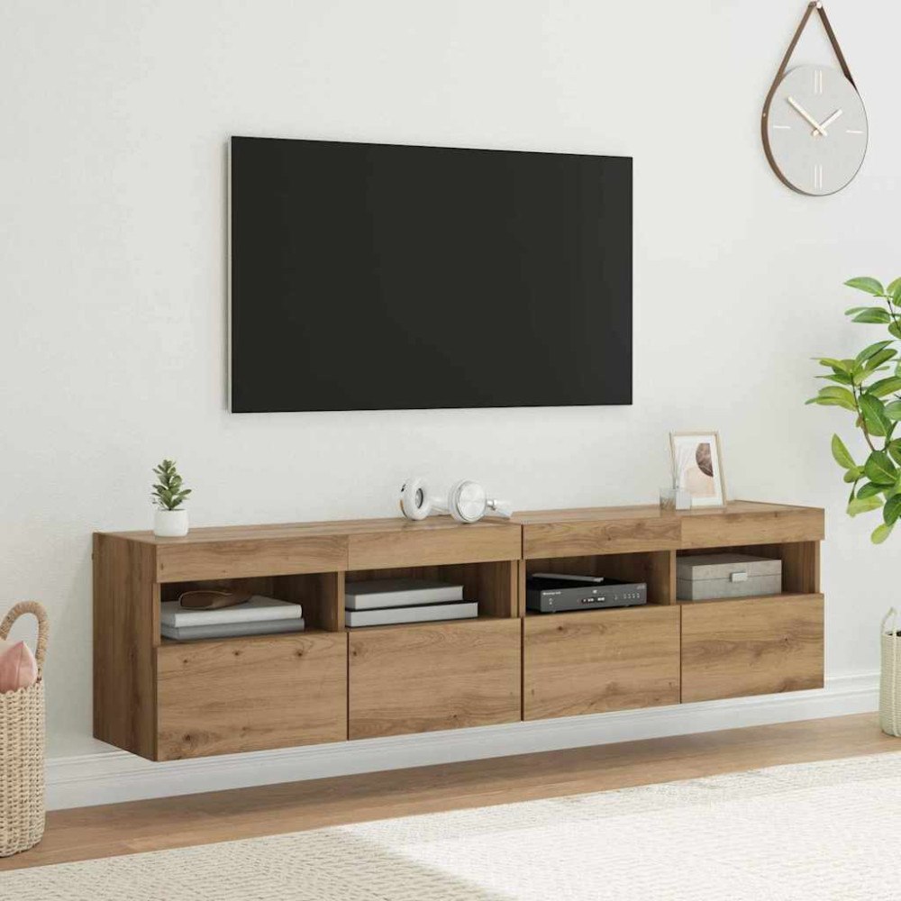 vidaXL TV-väggskåp 2 pcs Artisan Ek 80 x 30 x 40 cm Konstruerat trä