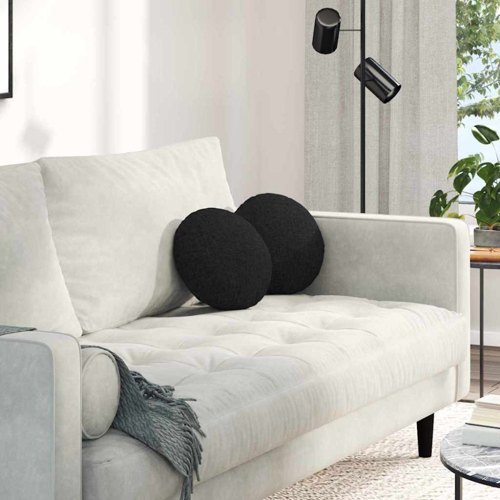 vidaXL Sittkuddar 2 pcs Svart Ø30 x 13 cm tyg