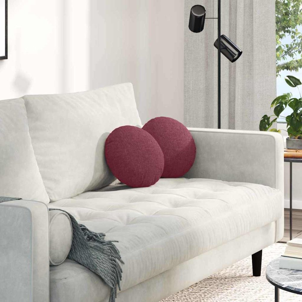 vidaXL Sittkuddar 2 pcs Vinröd Ø30 x 13 cm tyg