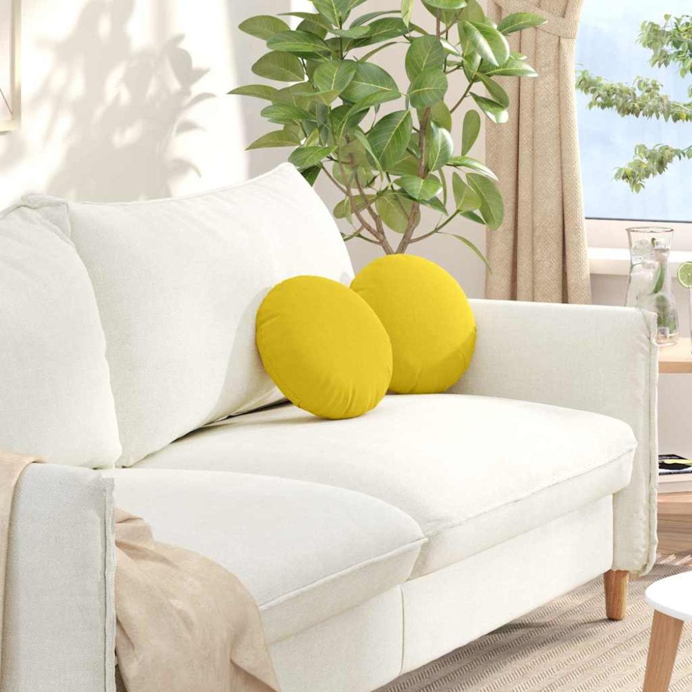 vidaXL Sittkuddar 2 pcs Ljusgul Ø30 x 13 cm tyg