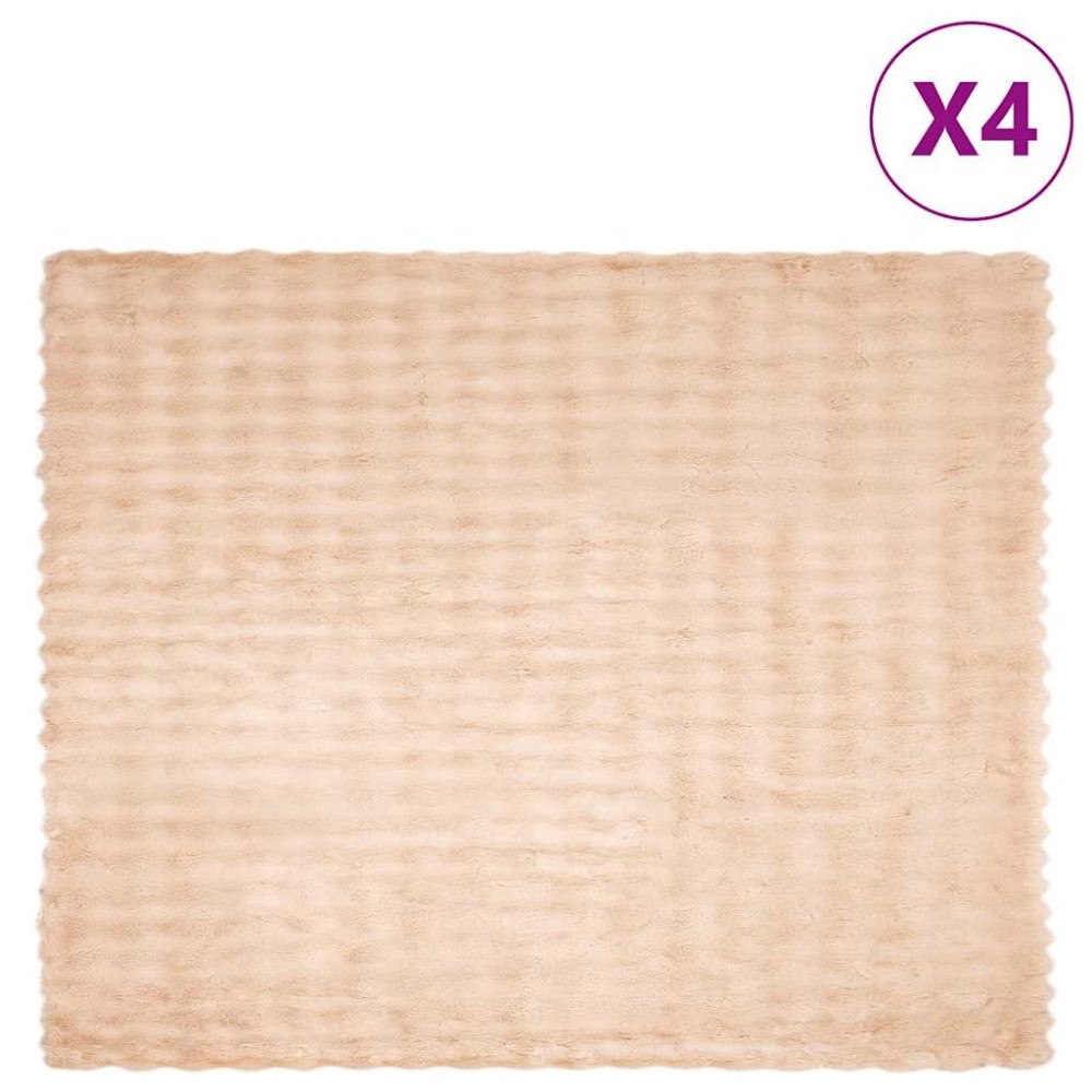 vidaXL Faux Kaninpäls Filt 4 pcs Beige 130 x 150 cm Polyester