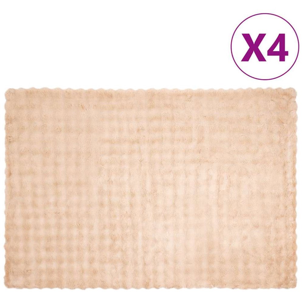 vidaXL Faux Kaninpäls Filt 4 pcs Beige 150 x 220 cm Polyester