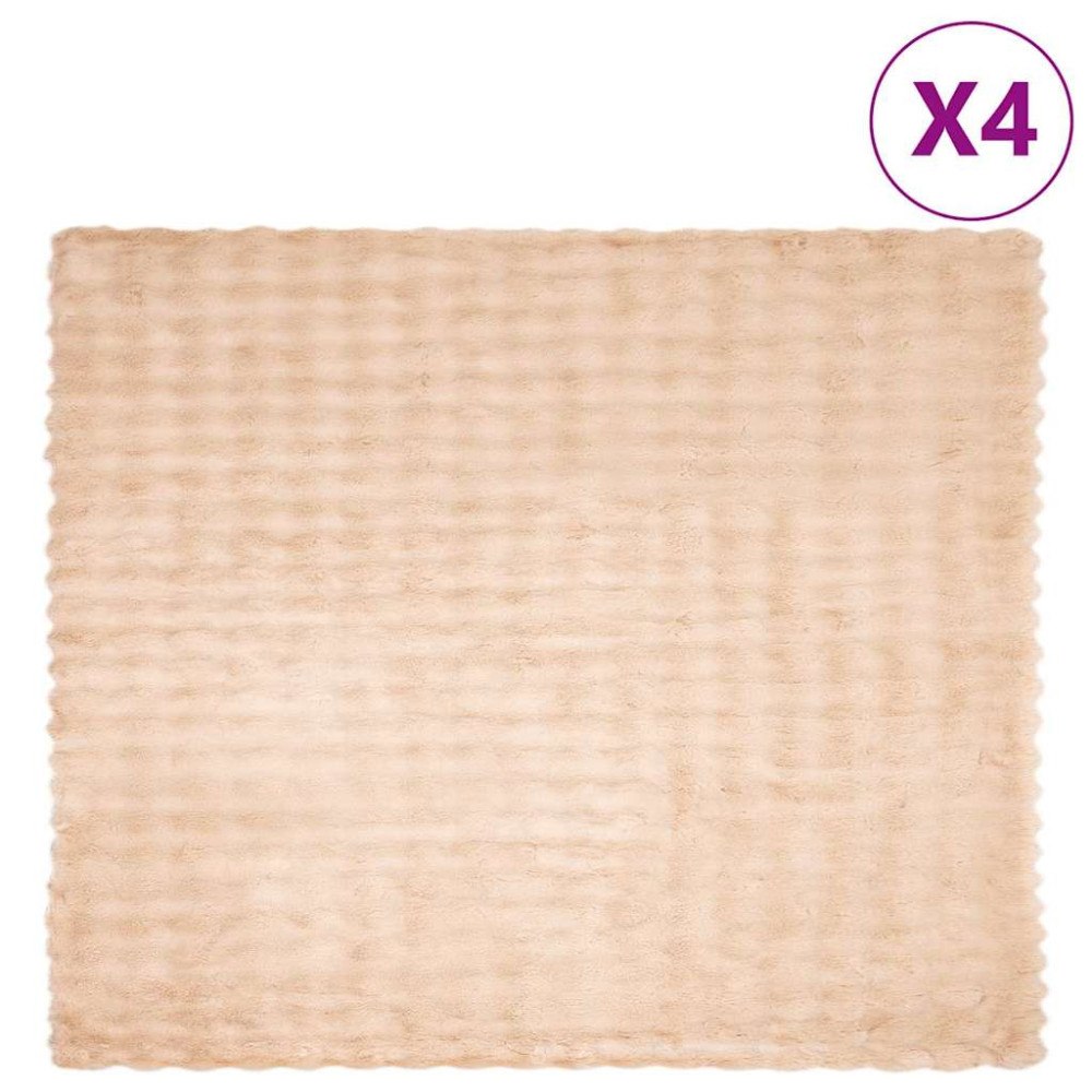vidaXL Faux Kaninpäls Filt 4 pcs Beige 220 x 240 cm Polyester