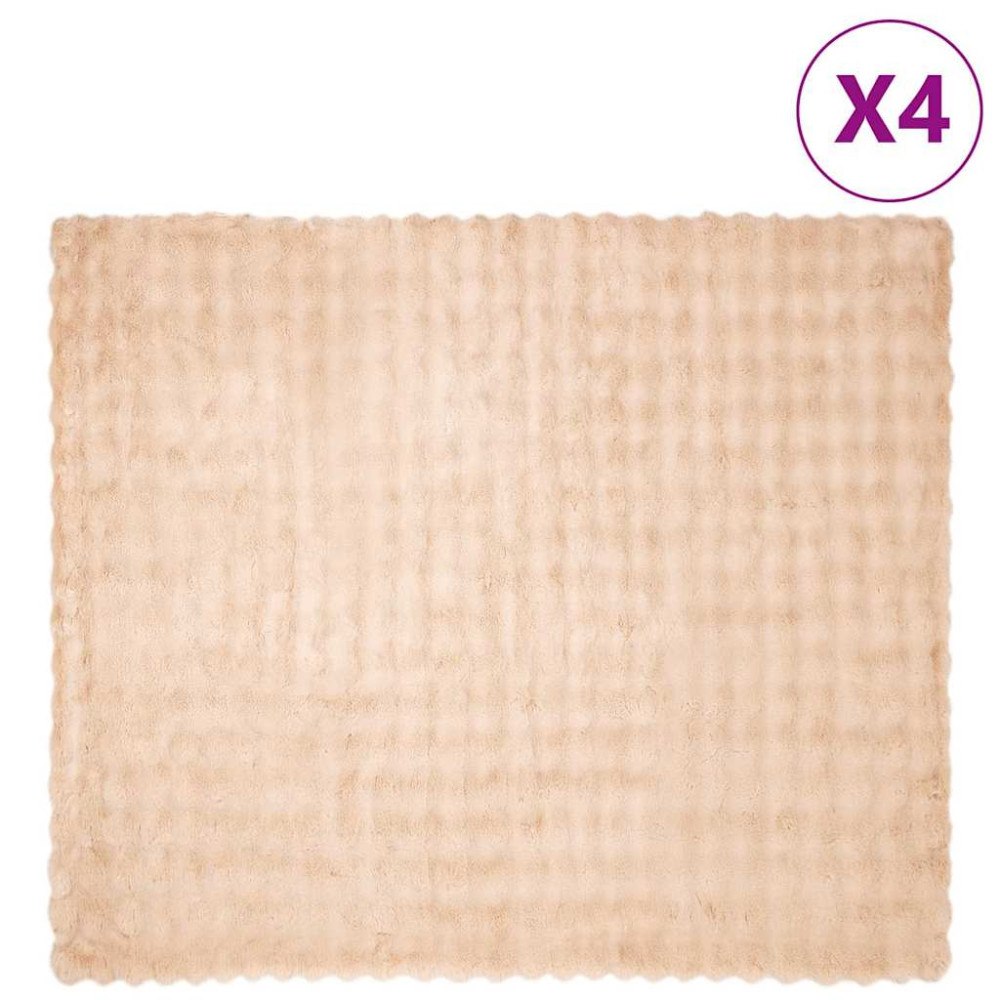 vidaXL Faux Kaninpäls Filt 4 pcs Beige 240 x 270 cm Polyester