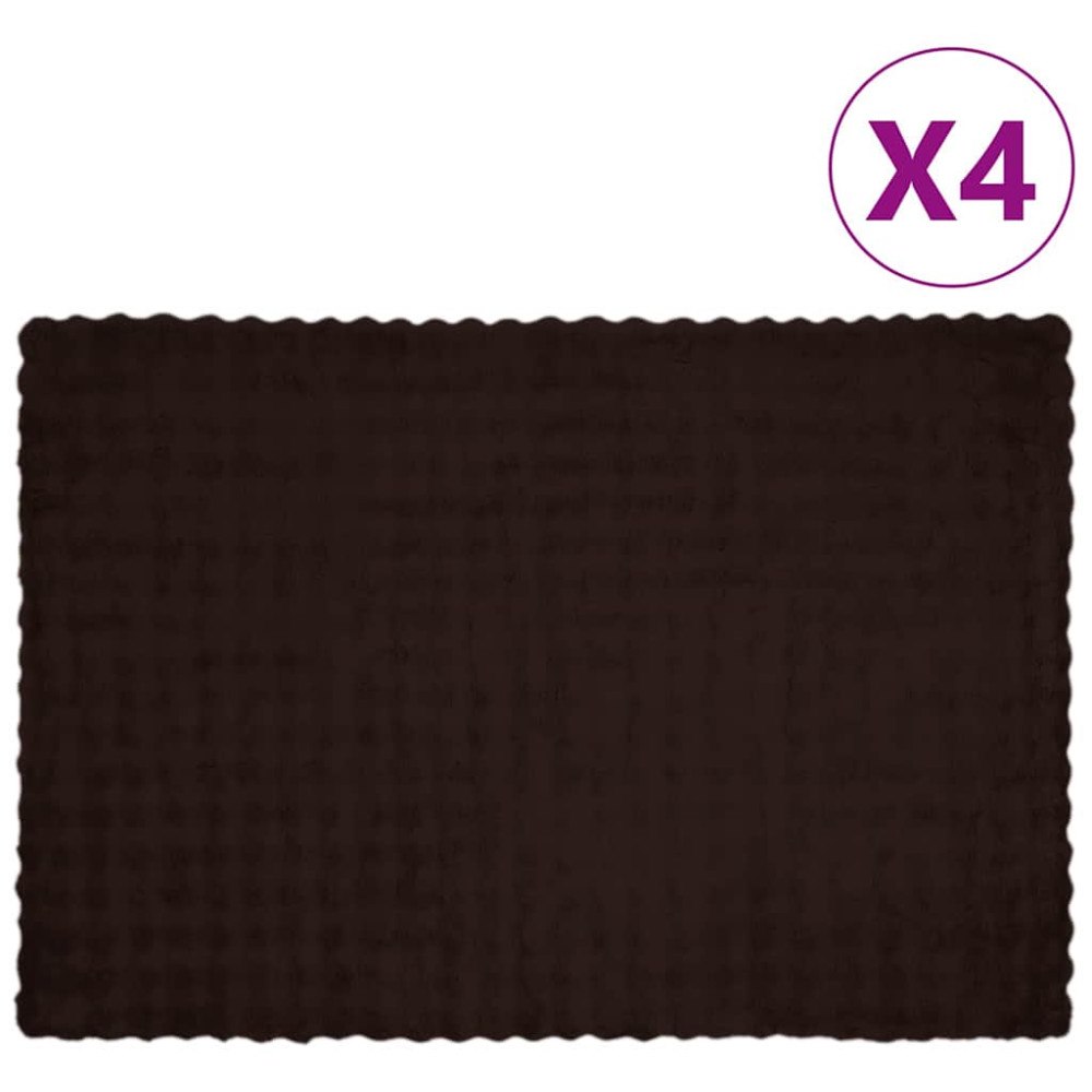 vidaXL Faux Kaninpäls Filt 4 pcs Kamel 150 x 220 cm Polyester