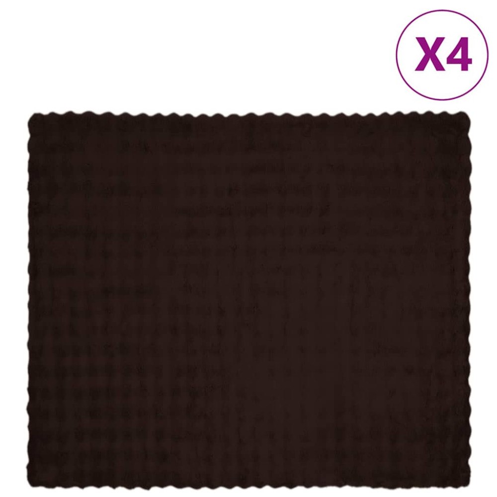 vidaXL Faux Kaninpäls Filt 4 pcs Kamel 240 x 270 cm Polyester