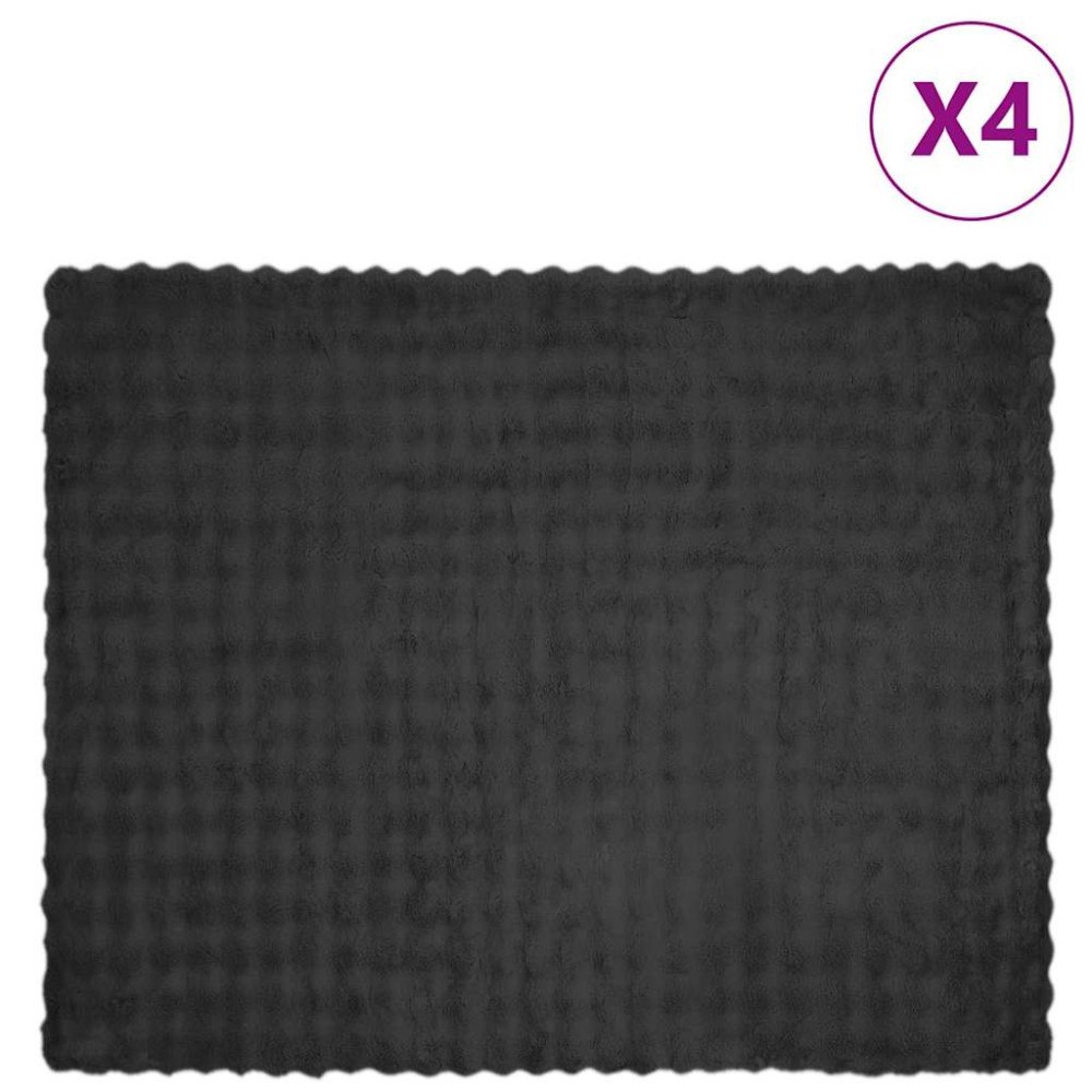 vidaXL Faux Kaninpäls Filt 4 pcs Mörkgrå 130 x 150 cm Polyester