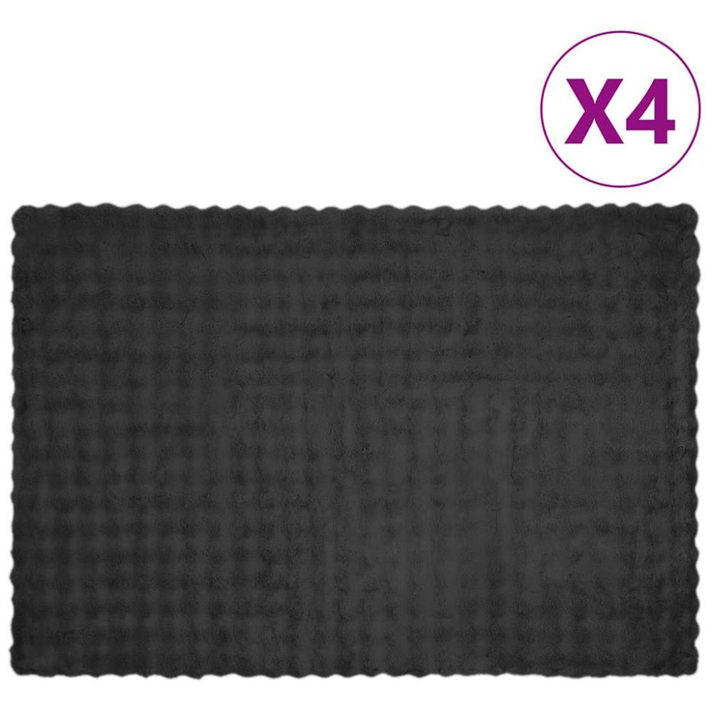 vidaXL Faux Kaninpäls Filt 4 pcs Mörkgrå 150 x 220 cm Polyester