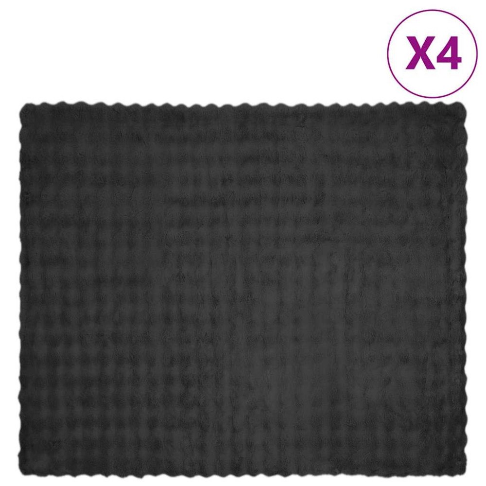 vidaXL Faux Kaninpäls Filt 4 pcs Mörkgrå 220 x 240 cm Polyester