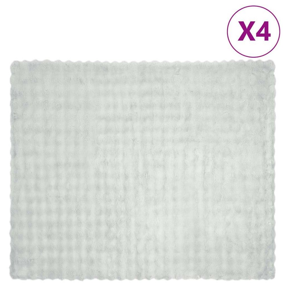 vidaXL Faux Kaninpäls Filt 4 pcs Grå 220 x 240 cm Polyester
