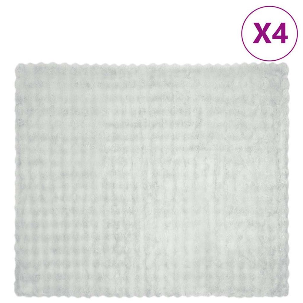 vidaXL Faux Kaninpäls Filt 4 pcs Grå 240 x 270 cm Polyester
