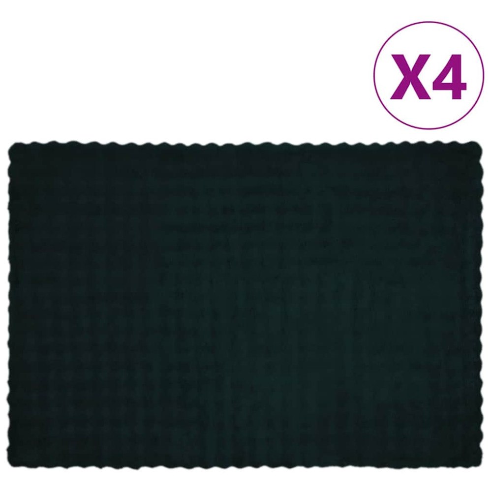 vidaXL Faux Kaninpäls Filt 4 pcs Mörkgrön 150 x 220 cm Polyester