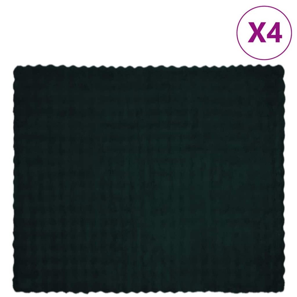 vidaXL Faux Kaninpäls Filt 4 pcs Mörkgrön 220 x 240 cm Polyester