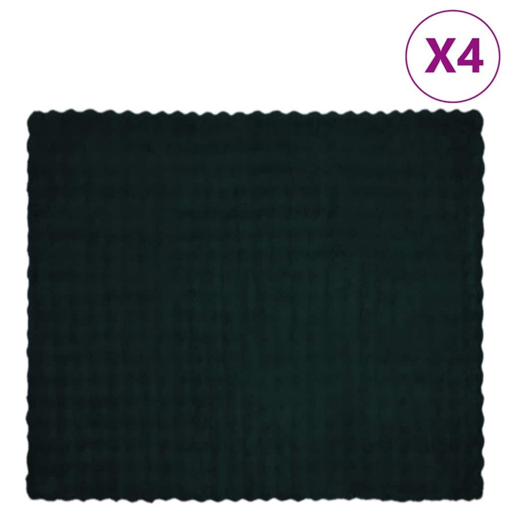 vidaXL Faux Kaninpäls Filt 4 pcs Mörkgrön 240 x 270 cm Polyester