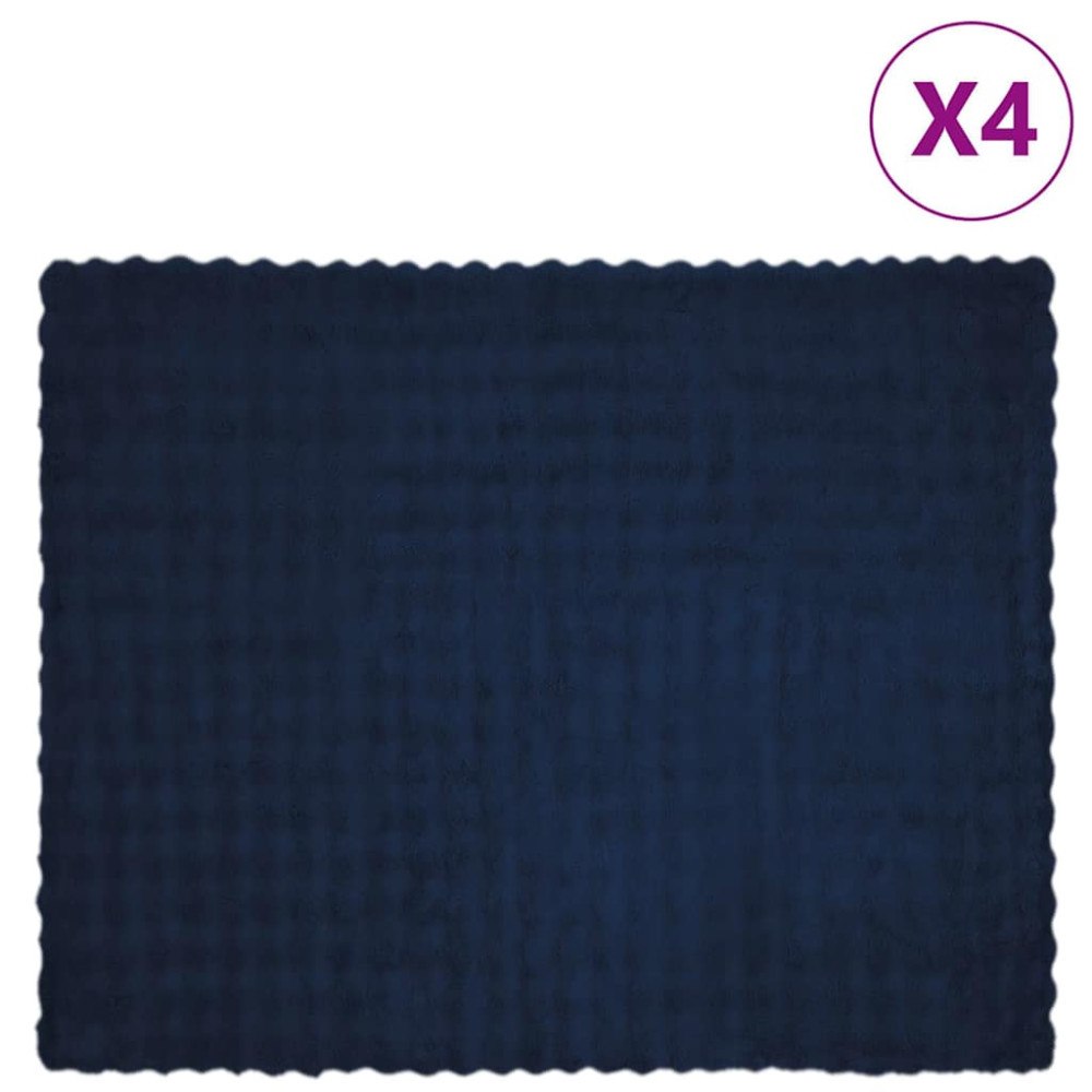 vidaXL Faux Kaninpäls Filt 4 pcs Marinblå 130 x 150 cm Polyester