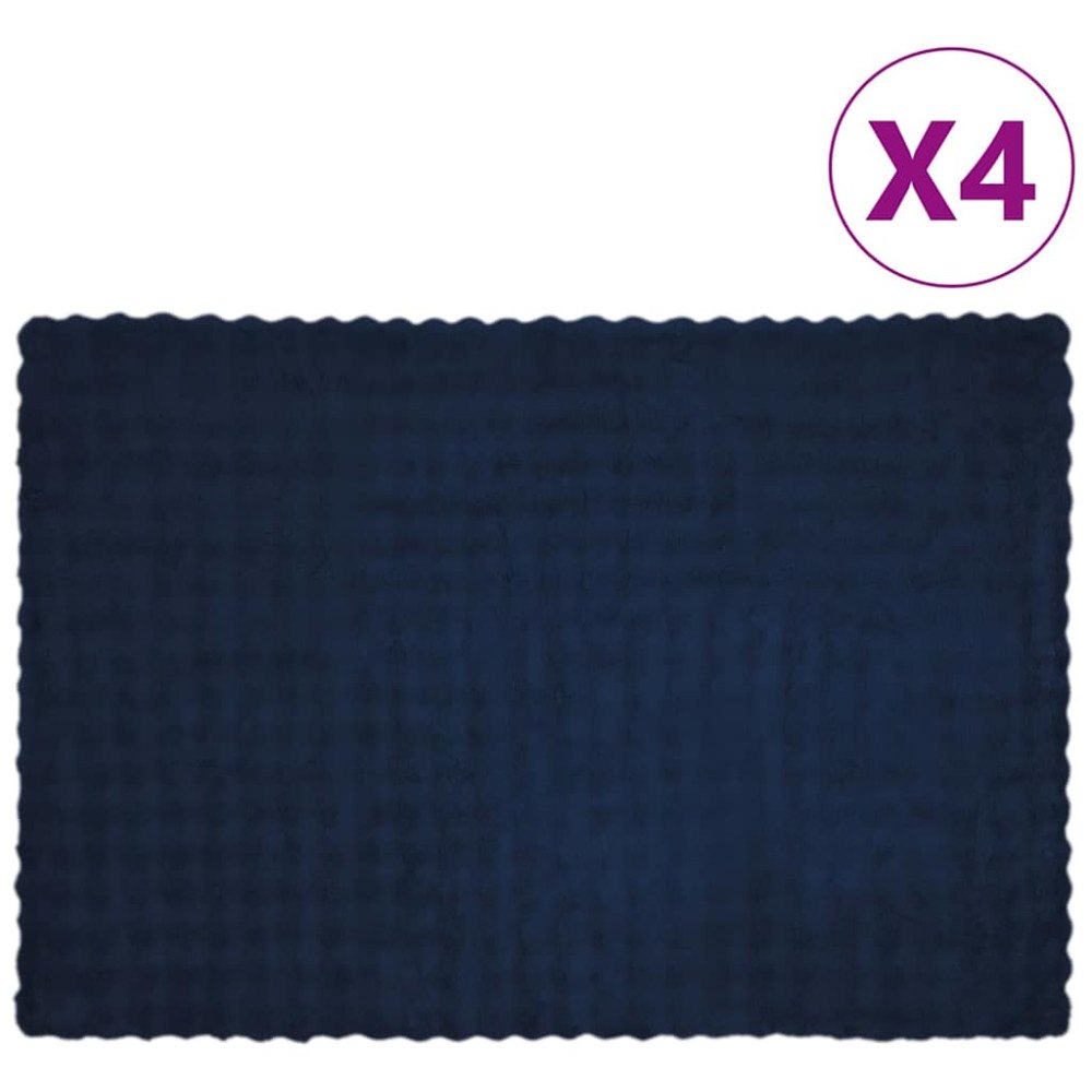 vidaXL Faux Kaninpäls Filt 4 pcs Marinblå 150 x 220 cm Polyester