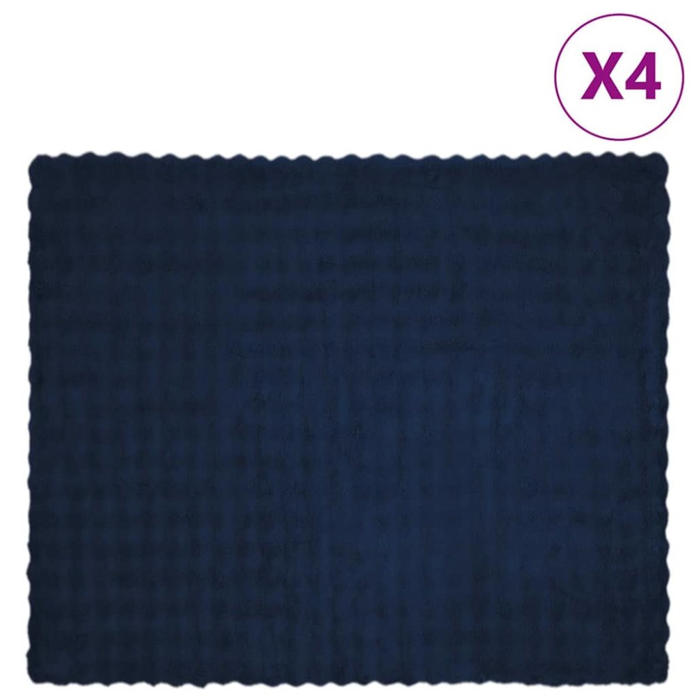 vidaXL Faux Kaninpäls Filt 4 pcs Marinblå 220 x 240 cm Polyester