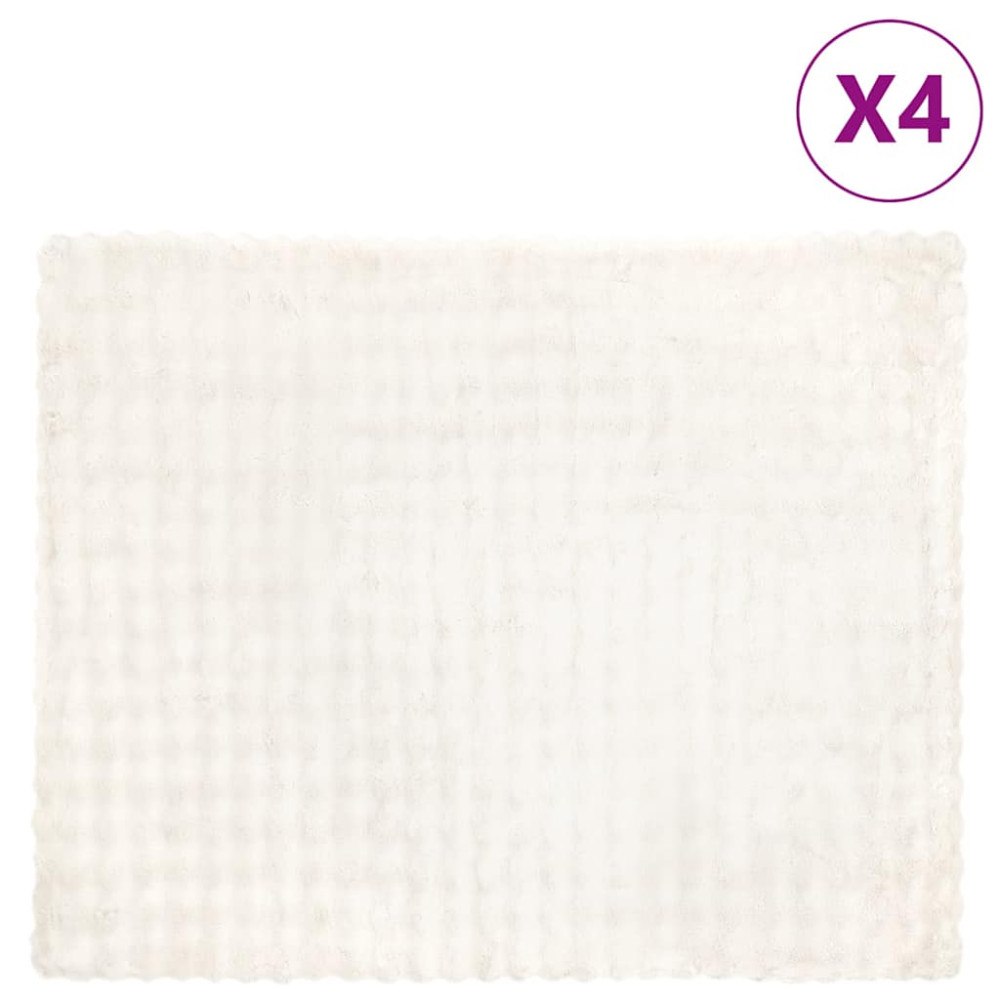 vidaXL Faux Kaninpäls Filt 4 pcs Vit 130 x 150 cm Polyester
