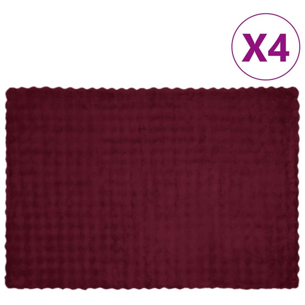 vidaXL Faux Kaninpäls Filt 4 pcs Bordeaux Röd 150 x 220 cm Polyester