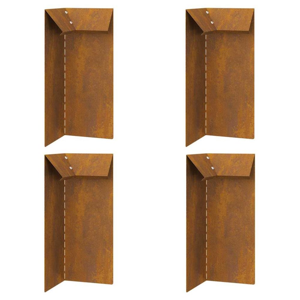 vidaXL Snigelfence 4 pcs Rostig 10 x 10 x 25 cm Väderbeständig stål