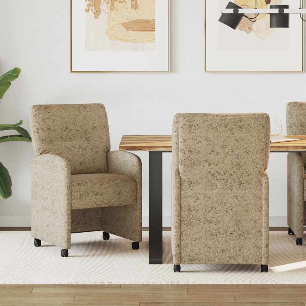 vidaXL Matstolar med hjul med hjul 2 pcs Ljusgrå 57 x 67 x 95 cm