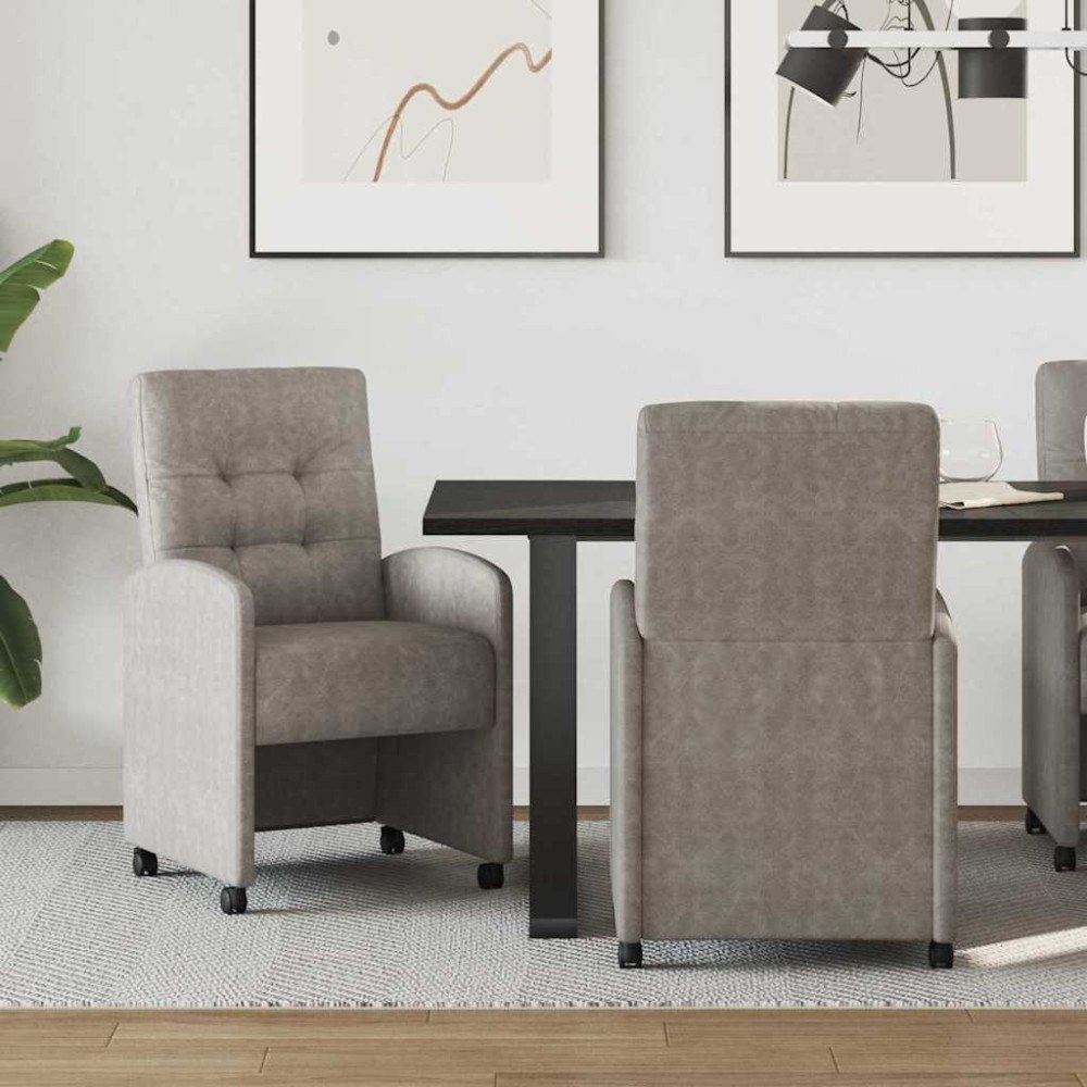 vidaXL Matstolar med hjul 2 pcs Grå 57 x 67 x 98 cm Konstläder