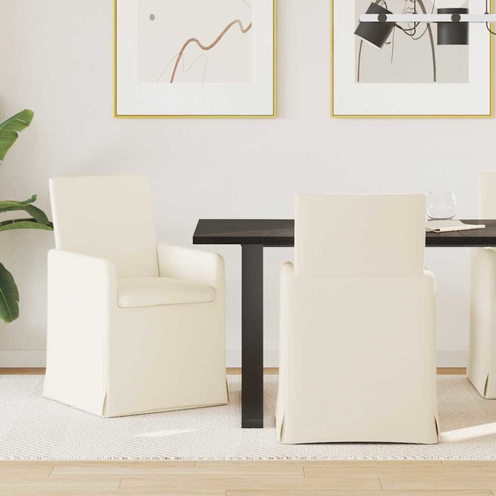 vidaXL Matstolar med hjul 2 pcs Beige 57 x 67 x 95 cm Linne