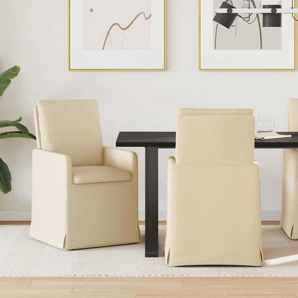 vidaXL Matstolar 2 pcs Kräm 57 x 67 x 98 cm tyg