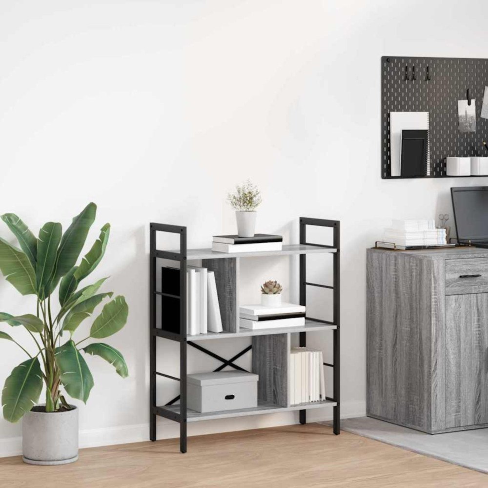 vidaXL Hyllsystem Grå Sonoma 75 x 30 x 91 cm Konstruerat trä