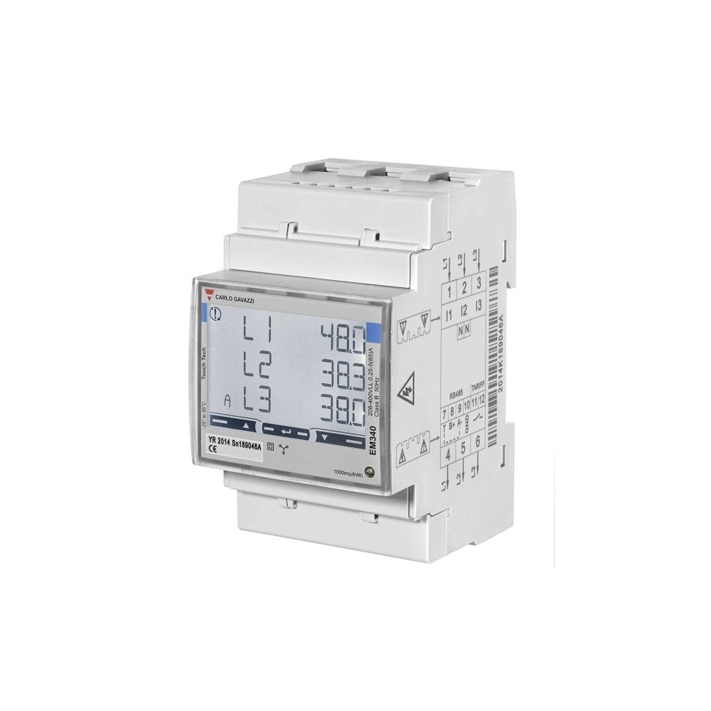 CARLO GAVAZZI Carlo Gavazzi Automation EM340DINAV23XS1PFB, LCD, 65 A, 132...