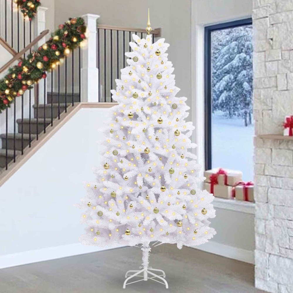 vidaXL Plast Hingad Julgran Vit 270 cm PVC och stål