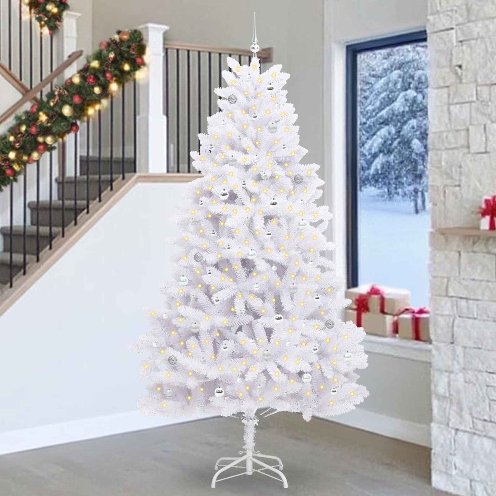 vidaXL Plast Hingad Julgran Vit 270 cm PVC och stål