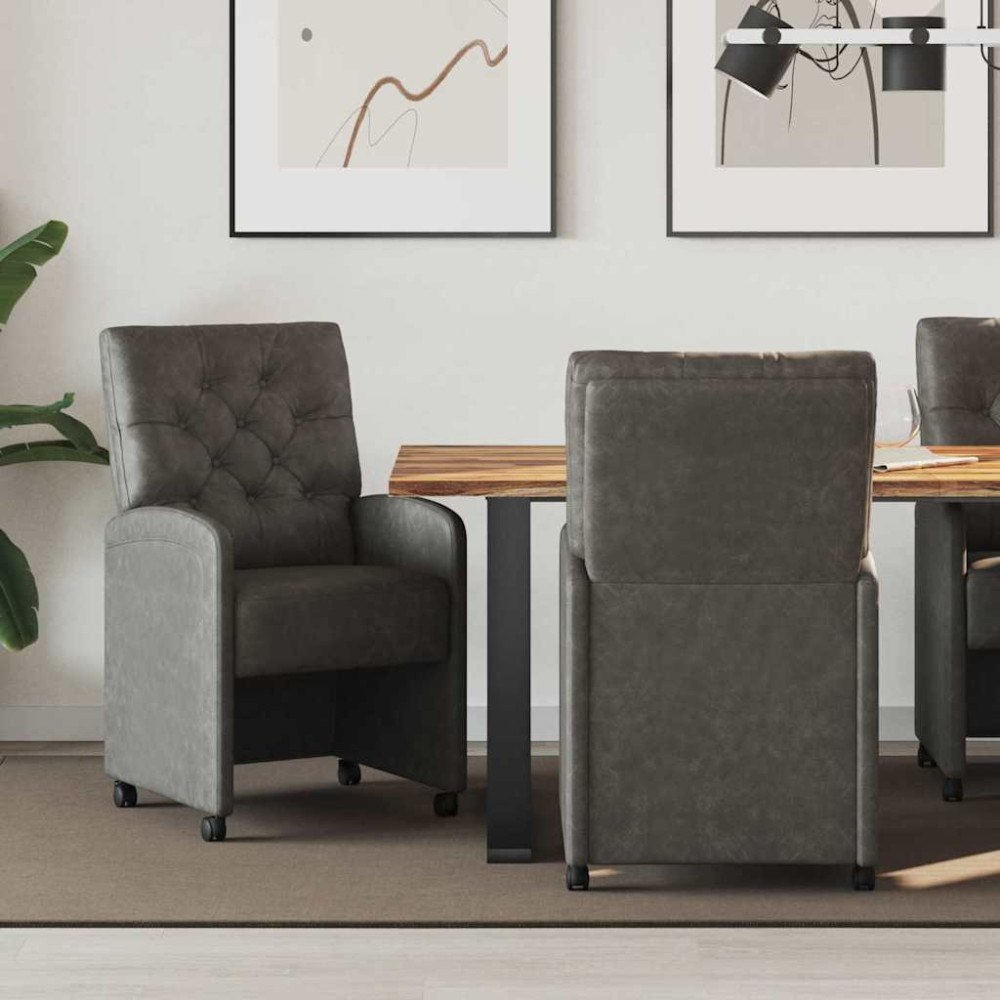 vidaXL Matstolar med hjul 2 pcs Svart 58 x 67 x 97 cm Konstläder