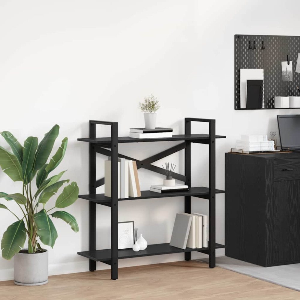 vidaXL Hyllsystem Svart Ek 100 x 33,5 x 102 cm Konstruerat trä