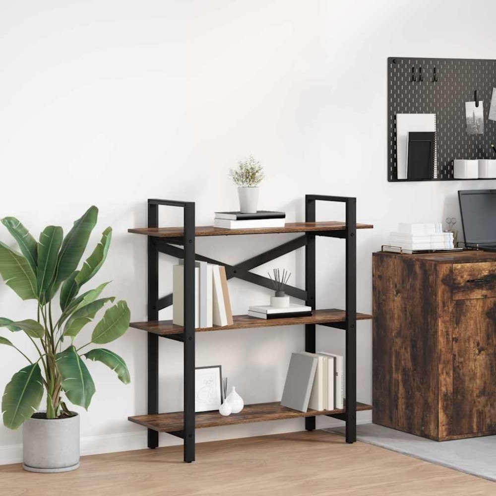 vidaXL Hyllsystem Rökt ek 100 x 33,5 x 102 cm Konstruerat trä