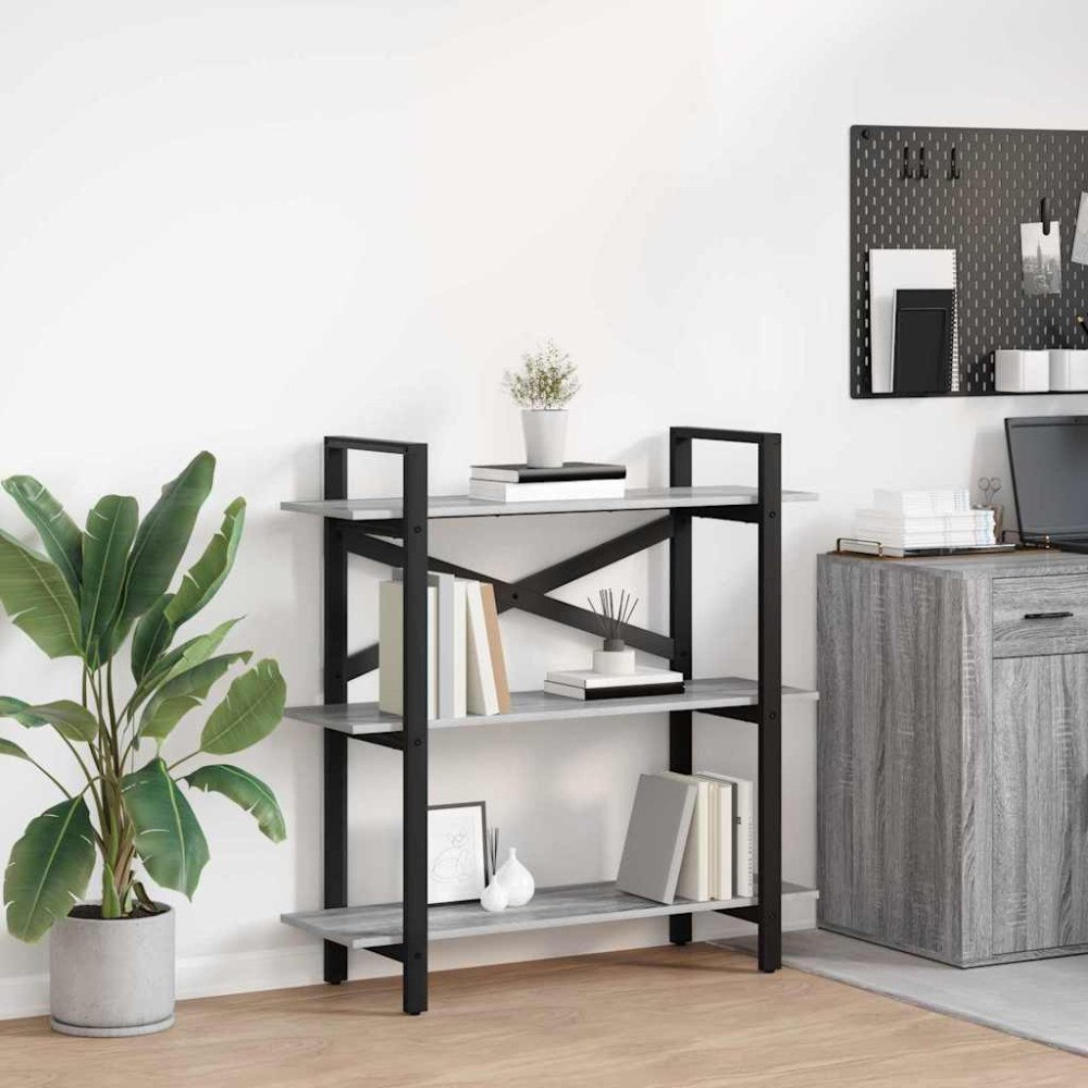 vidaXL Hyllsystem Grå Sonoma 100 x 33,5 x 102 cm Konstruerat trä