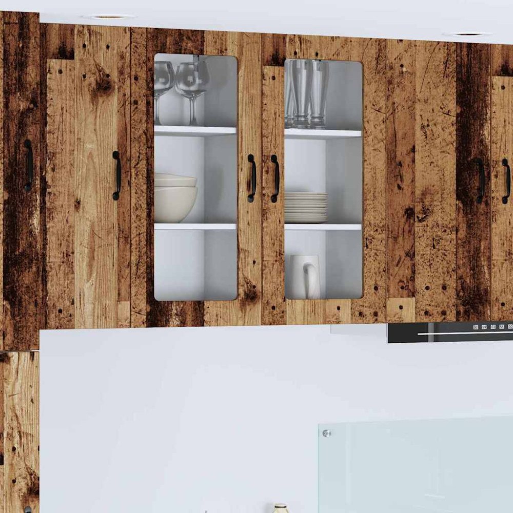 vidaXL Väggskåp för kök med hylla 2 pcs Gammalt trä 40 x 31 x 80 cm