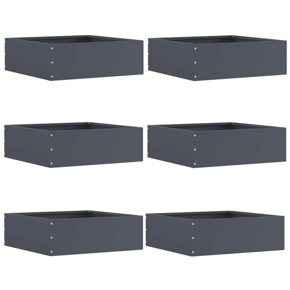 vidaXL Kant för gräsmatta 6 pcs Antracit 40 x 40 x 13 cm Stål