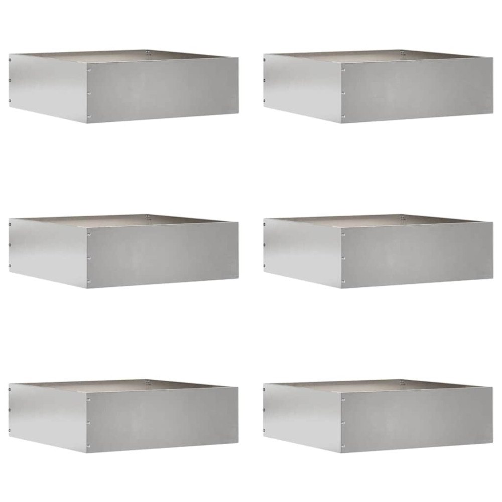 vidaXL Kant för gräsmatta 6 pcs Silver 40 x 40 x 13 cm Rostfritt stål