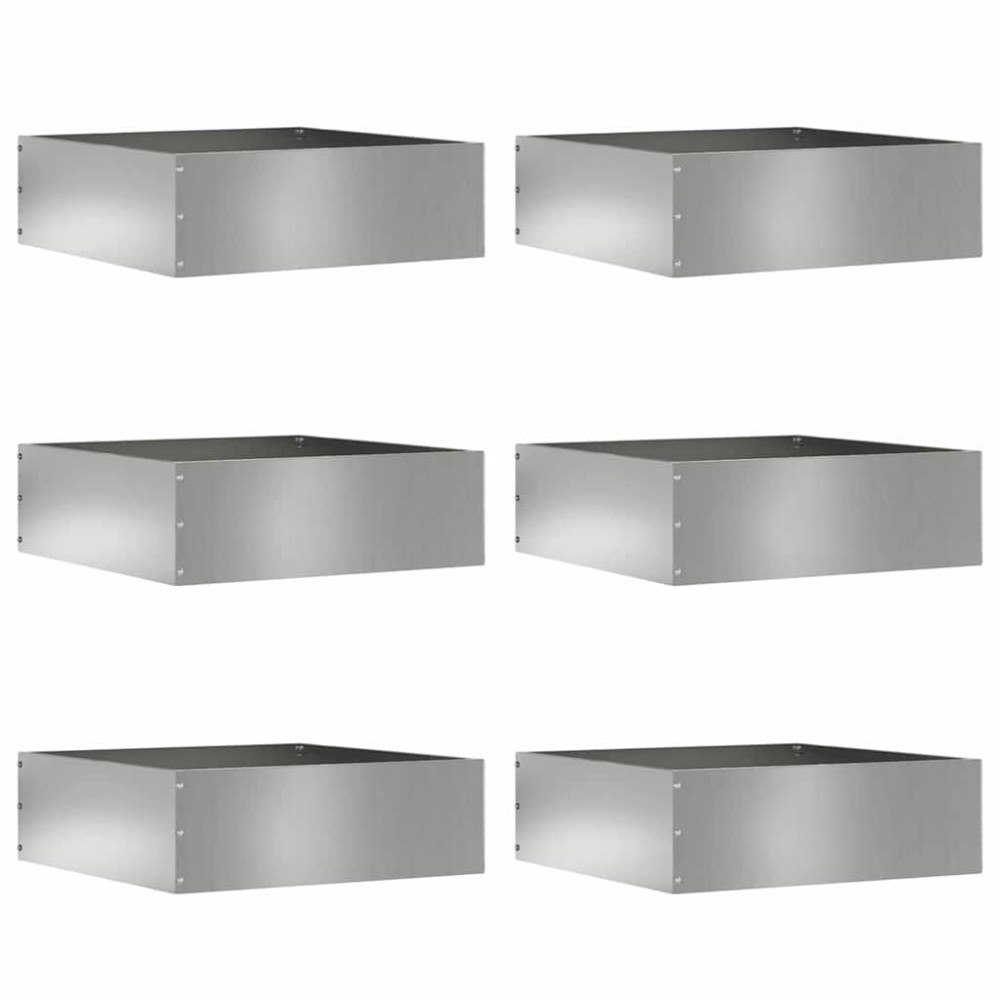 vidaXL Kant för gräsmatta 6 pcs Silver 40 x 40 x 13 cm
