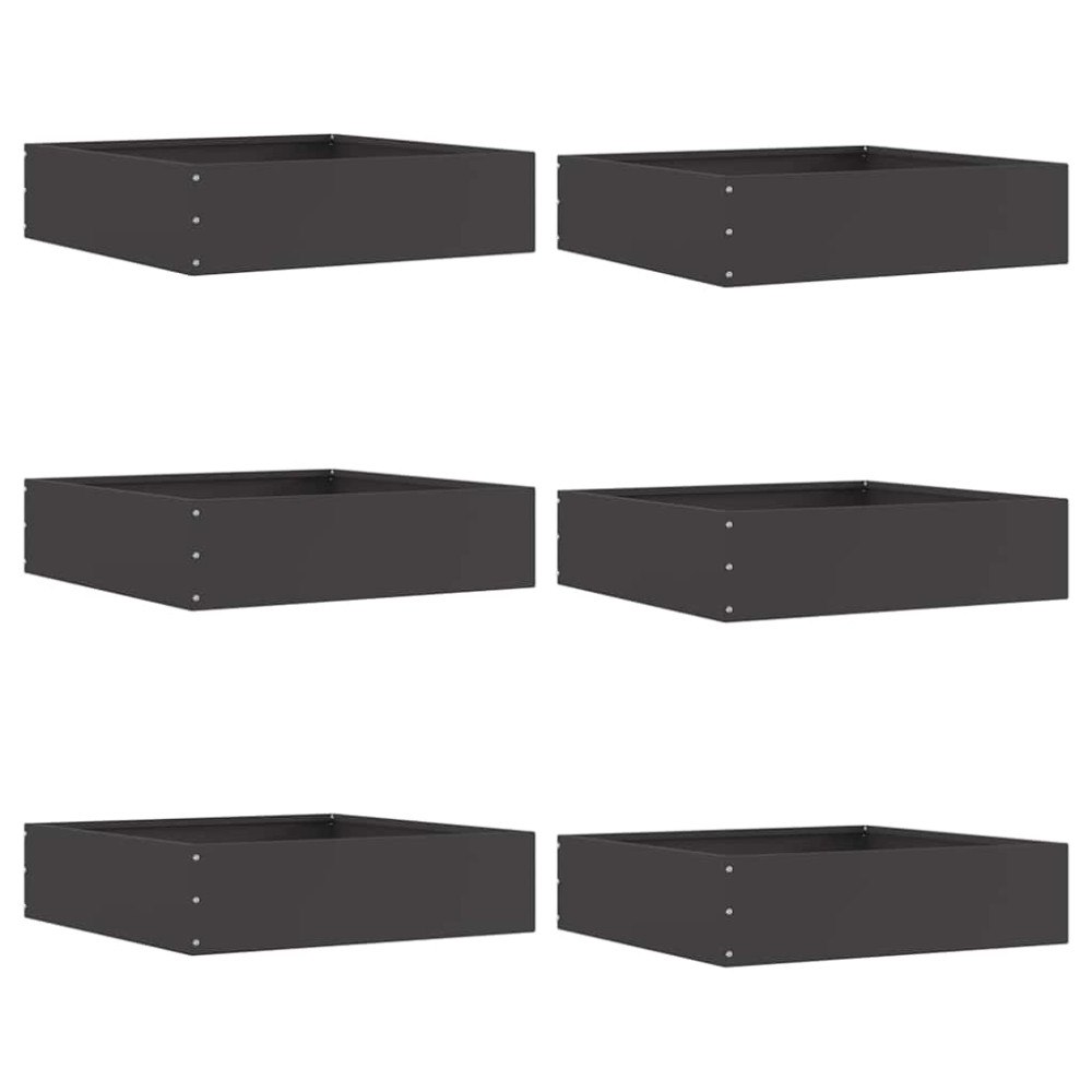 vidaXL Kant för gräsmatta 6 pcs Svart 50 x 50 x 13 cm Stål