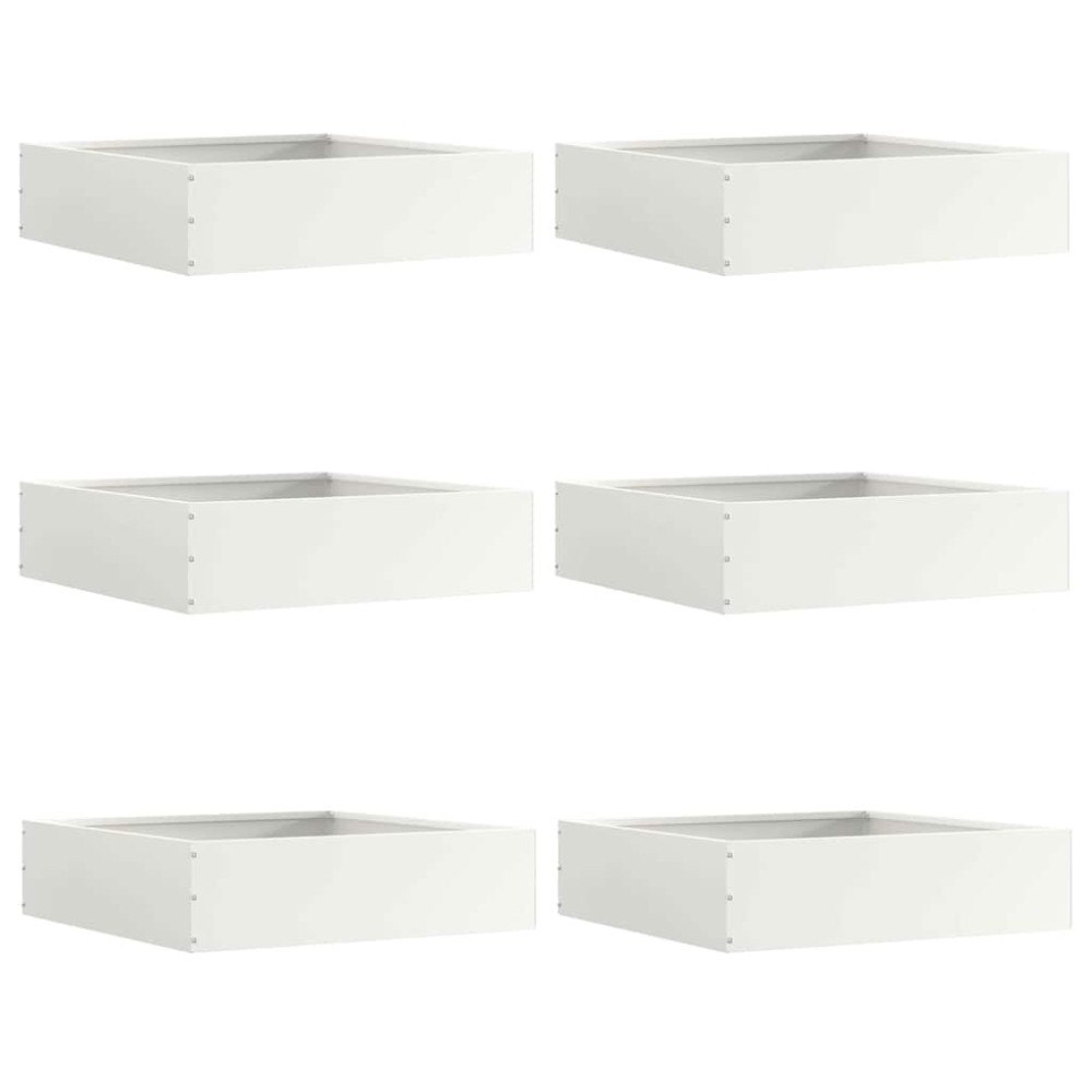 vidaXL Kant för gräsmatta 6 pcs Vit 50 x 50 x 13 cm Stål