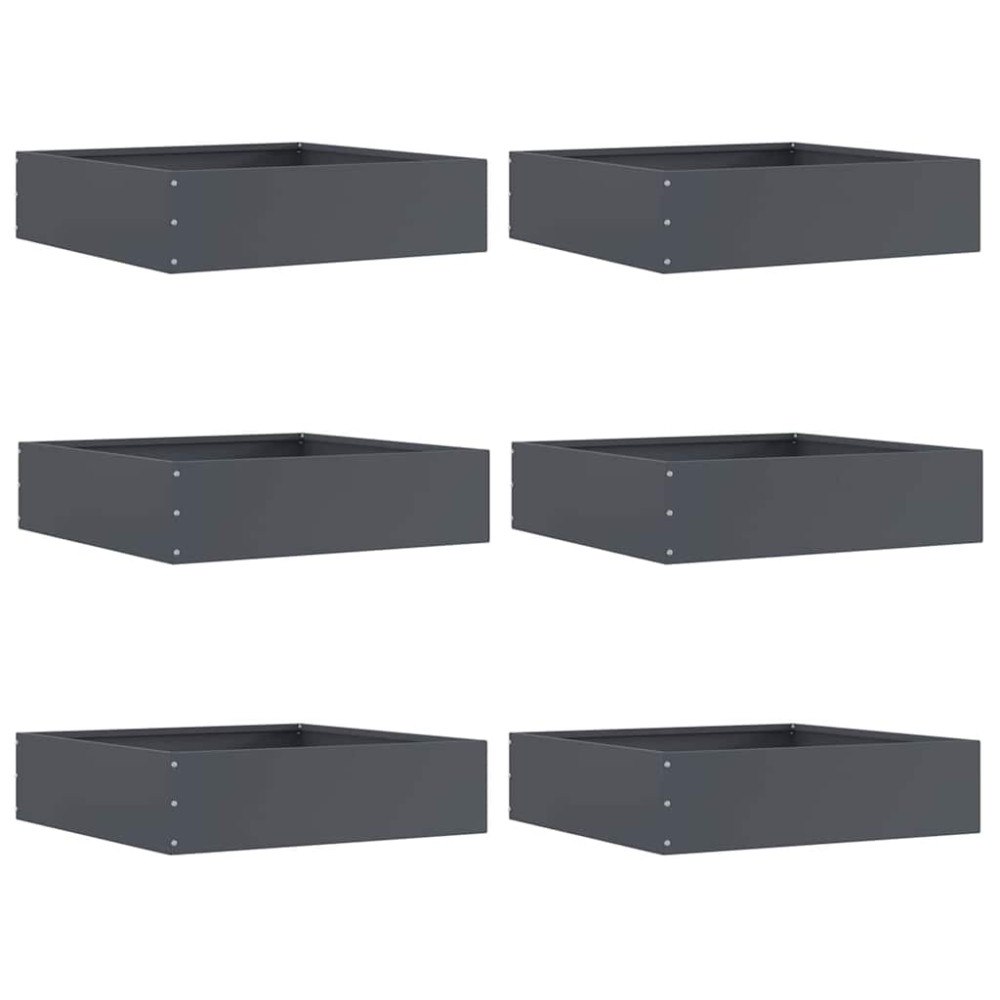 vidaXL Kant för gräsmatta 6 pcs Antracit 50 x 50 x 13 cm Stål