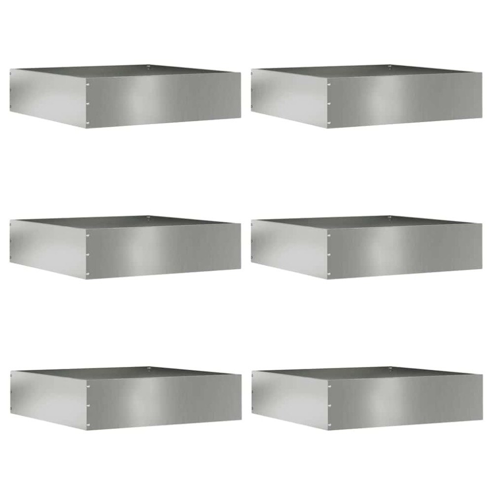 vidaXL Kant för gräsmatta 6 pcs Silver 50 x 50 x 13 cm