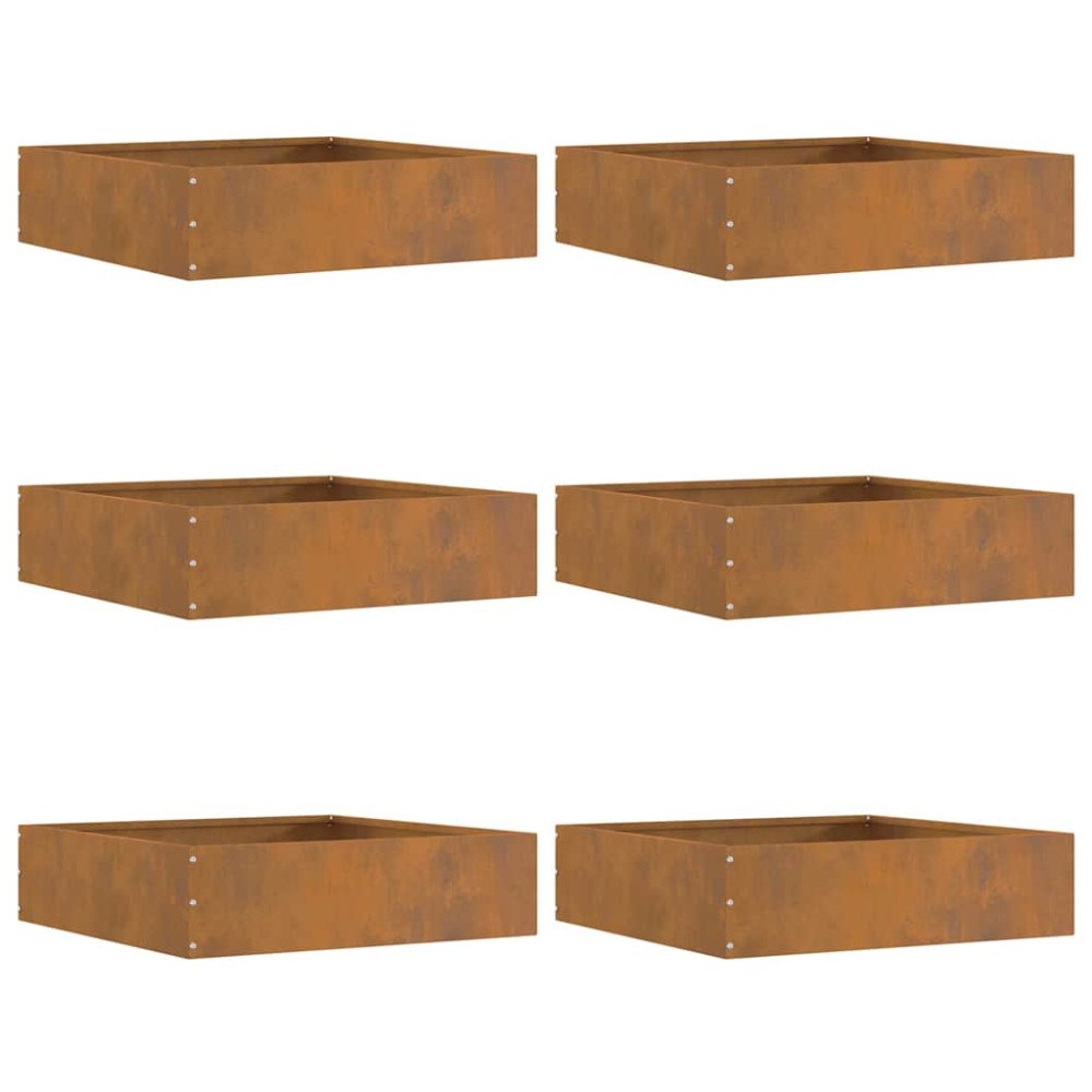 vidaXL Kant för gräsmatta 6 pcs Rostig 50 x 50 x 13 cm