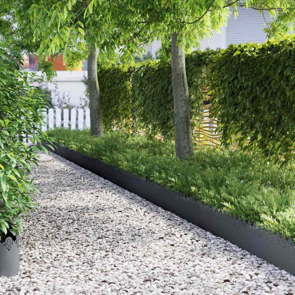 vidaXL Gräskanter 20 pcs Antracit 103 x 0,05 x 22 cm Stål