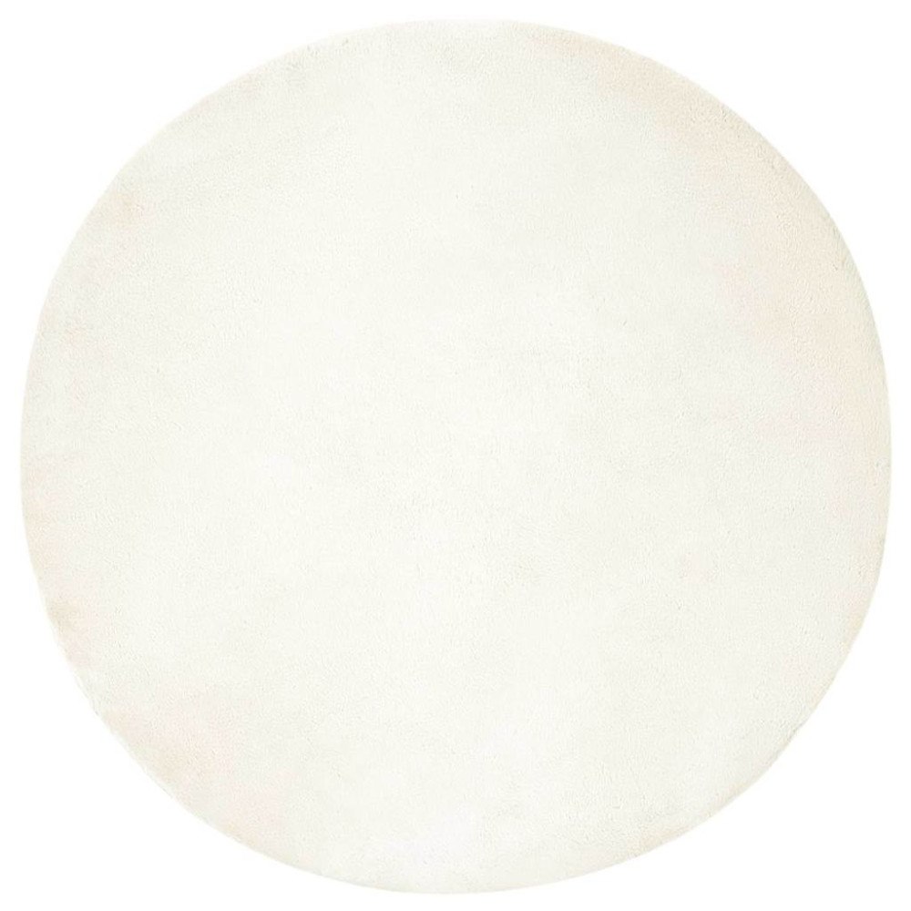 vidaXL Fusk-kaninpälsmatta Vit Ø 200 cm Polyester