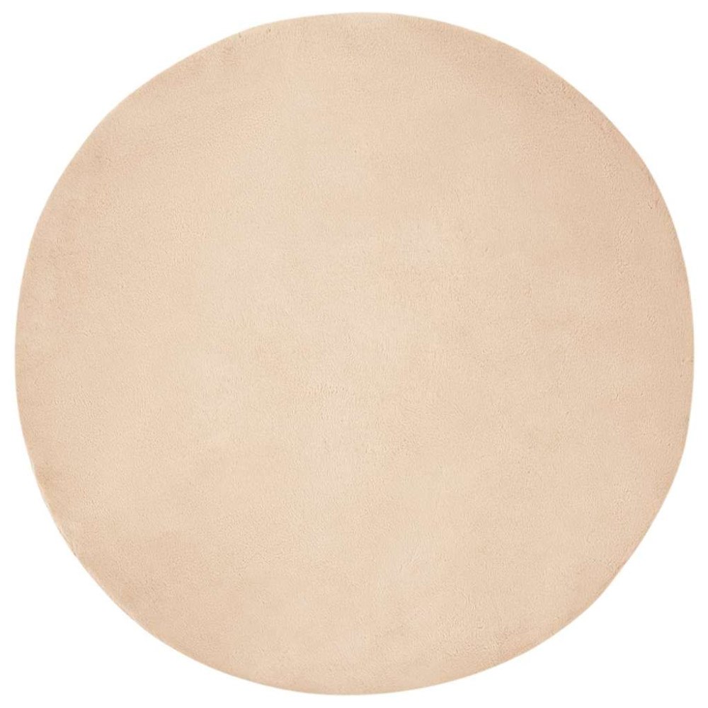 vidaXL Fusk-kaninpälsmatta Beige Ø 120 cm Polyester